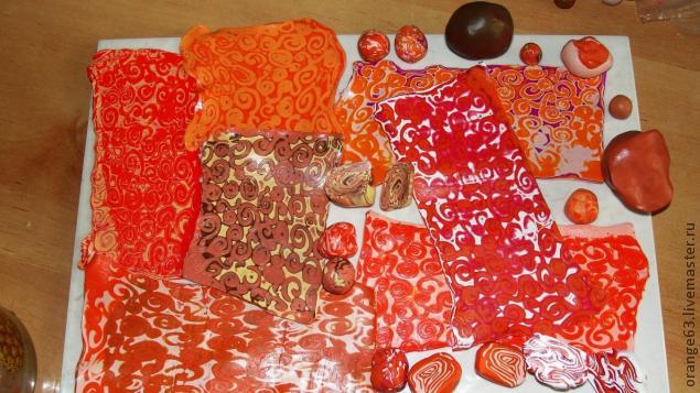 Оттенки оранжевого в технике Мокуме Гане , мастер-класс, мокуме гане, техника, пластика, лепка, полимерная глина, оранжевый