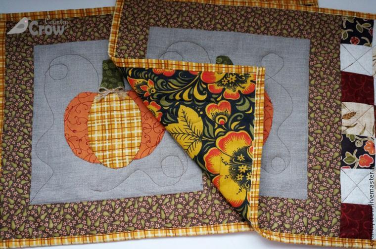 DIY, Tutorial, Lunch Mat Pattern, Pumpkin Lunch Mat, patchwork tutorial, quilted lunch mat, Салфетка Мастер-класс, салфетка пэчворк, ланчмат своими руками, осенний декор