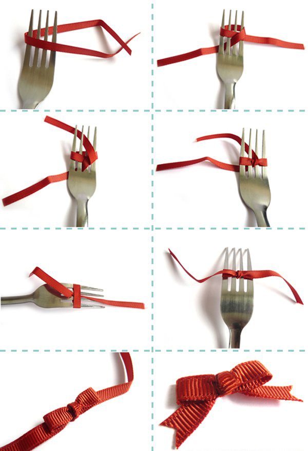 Бантик с помощью вилки