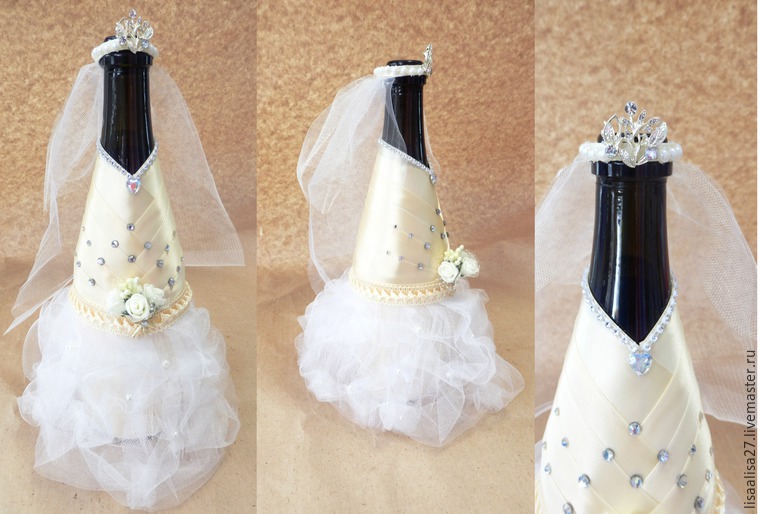 Мелочи/Аксессуары :: Декор Шампанского :: Костюмы на свадебное шампанское Жених и Невеста рюш белый