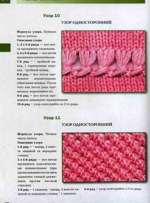Односторонние узоры для спиц Односторонние узоры для спиц