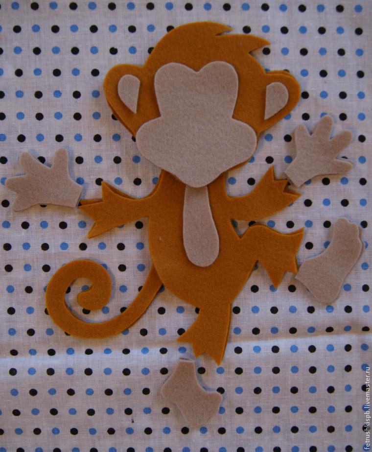 Поделка обезьянка из фетра на Новый год. 3 разные выкройки.