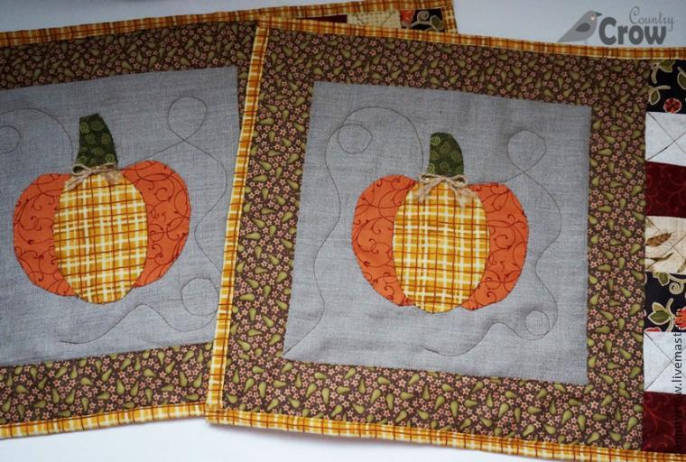 DIY, Tutorial, Lunch Mat Pattern, Pumpkin Lunch Mat, patchwork tutorial, quilted lunch mat, Салфетка Мастер-класс, салфетка пэчворк, ланчмат своими руками, осенний декор