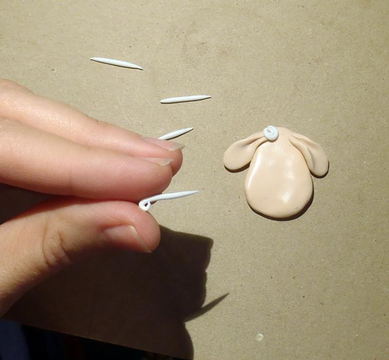 Овечка из запекаемой полимерной глины с использованием техники вязания своими руками, фото № 13