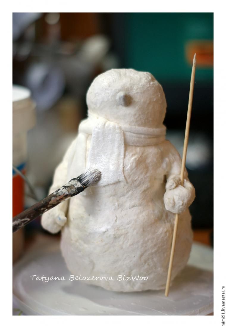 Мастер-класс снеговик в технике ватного папье-маше, фото № 23