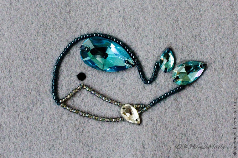 Мастерим брошь «Синий кит» в технике «вышивка бисером», фото № 8 Мастерим брошь «Синий кит» в технике «вышивка бисером», фото № 8