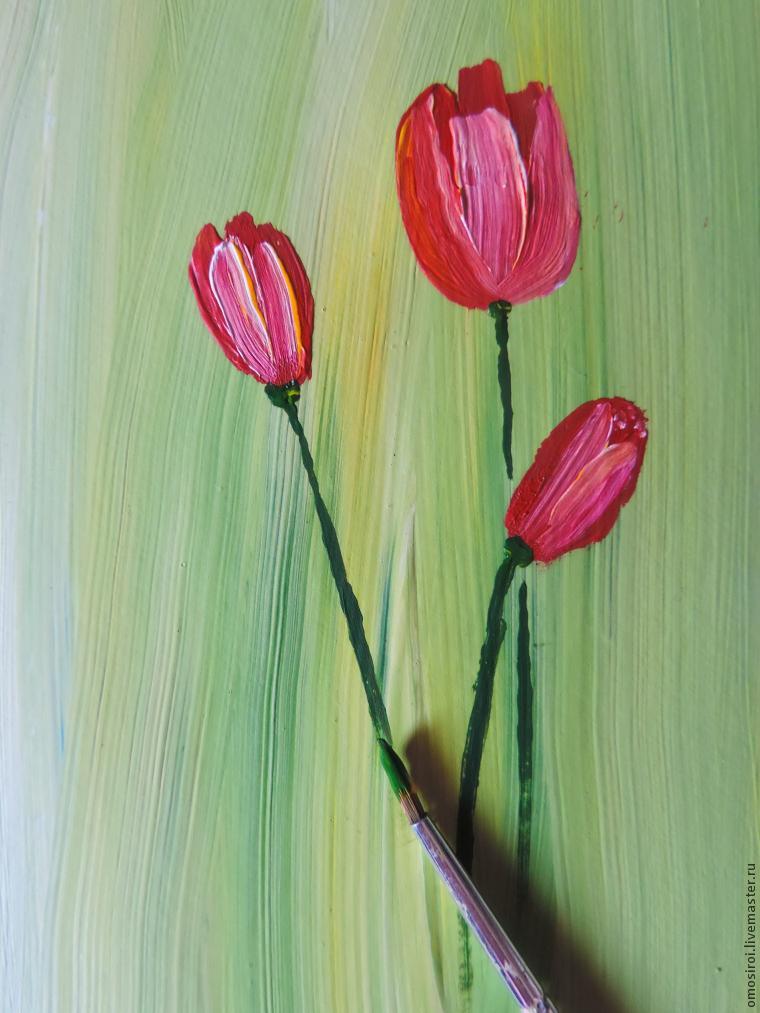 Живопись легко нежные тюльпаны методом правополушарного рисования, фото № 19