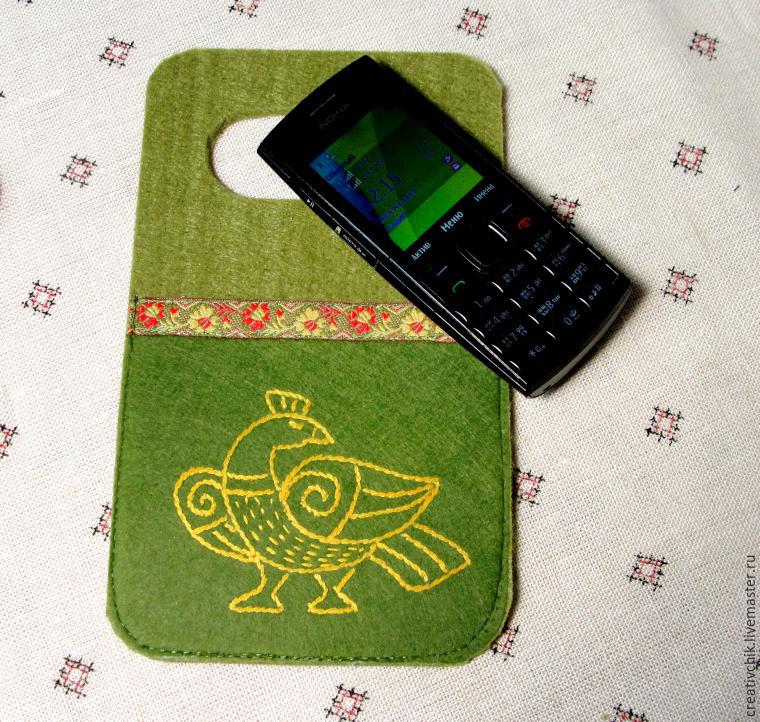 Шьем удобный кармашек для зарядки телефона со славянской птичкой, фото № 24