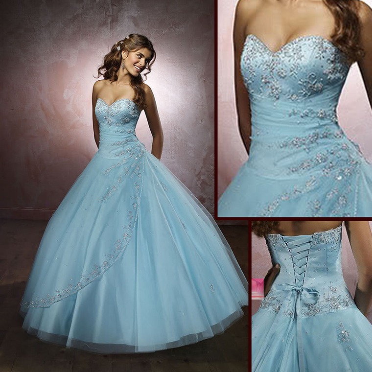 Свадебное с оттенком голубого платье