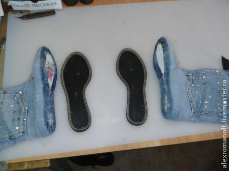 Как сделать обувь из джинсов