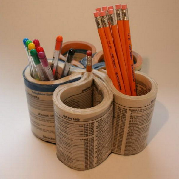 Подставка для карандашей из цветной бумаги - 47 фото