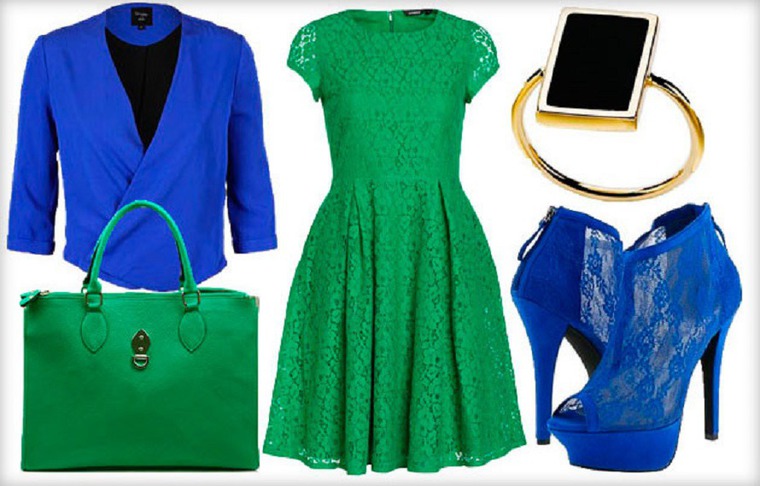 Зеленое с синим в одежде