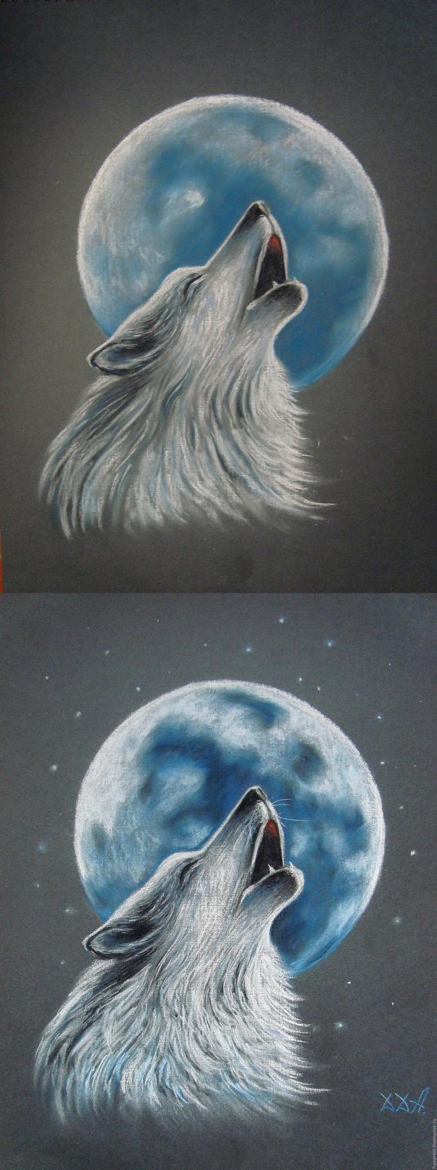 Рисунки карандашом волк воет на луну (28 фото)
