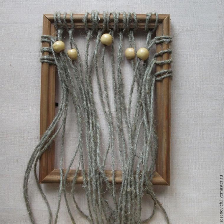 Картина панно рисунок Мастер-класс Ассамбляж Плетение Дерево из ниток в рамке МК Нитки
