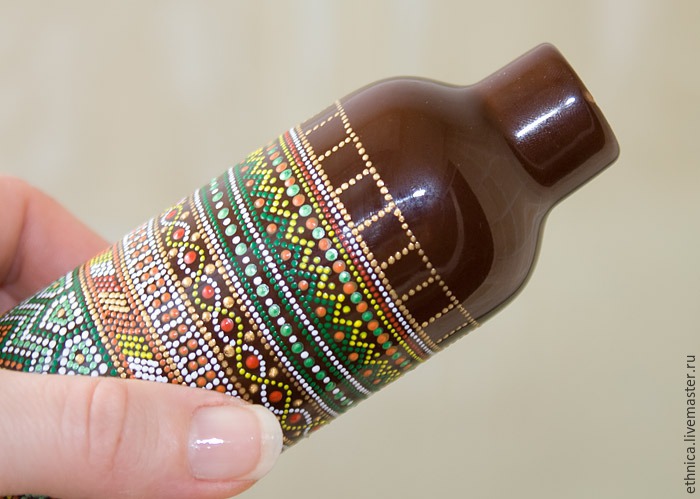 Роспись точками на бутылке в африканском стиле, фото. № 36