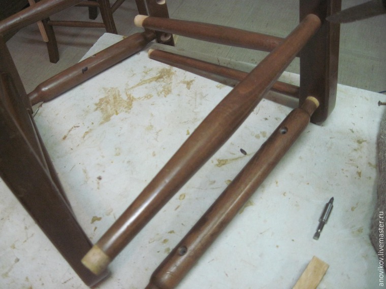 Ремонт стула с круглыми проножками с усилением. Часть 1 подготовительные работы и первое склеивание, фото № 14