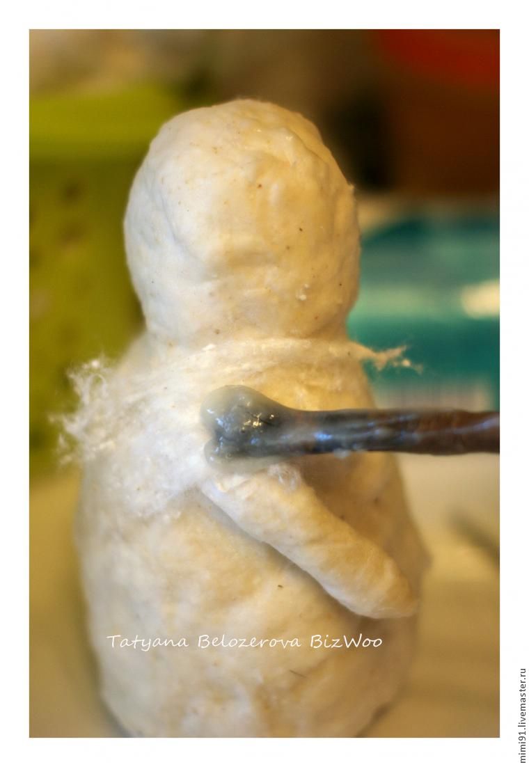 Мастер-класс снеговик в технике ватного папье-маше, фото № 17