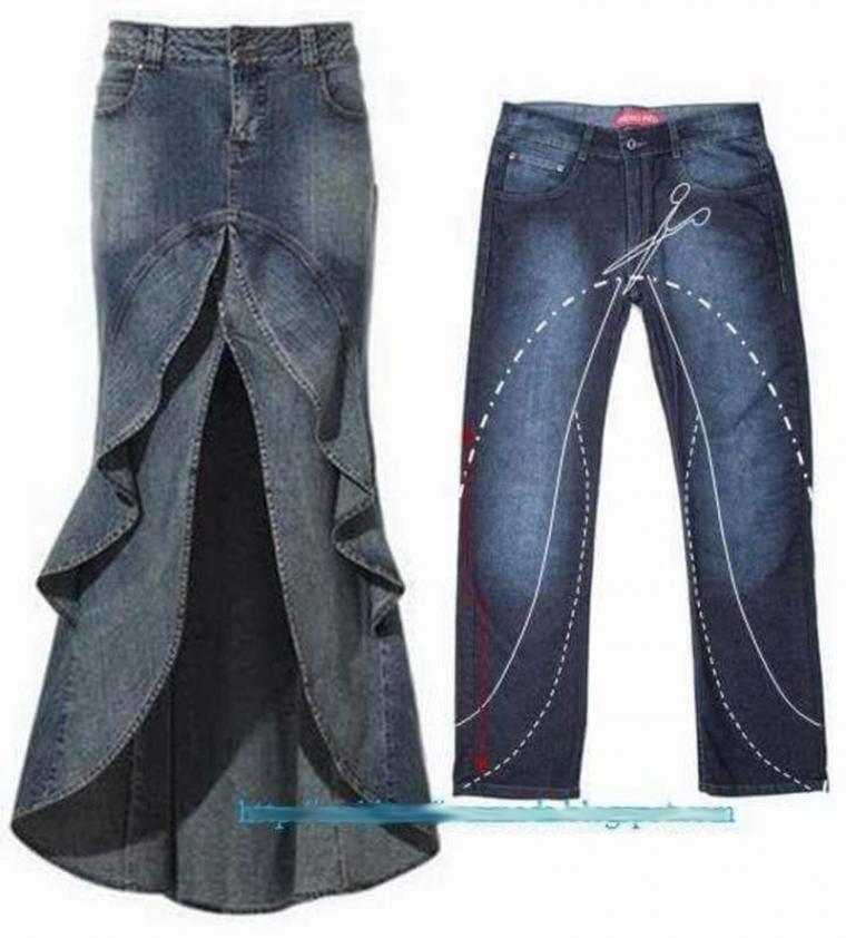 Юбки из джинсовых брюк