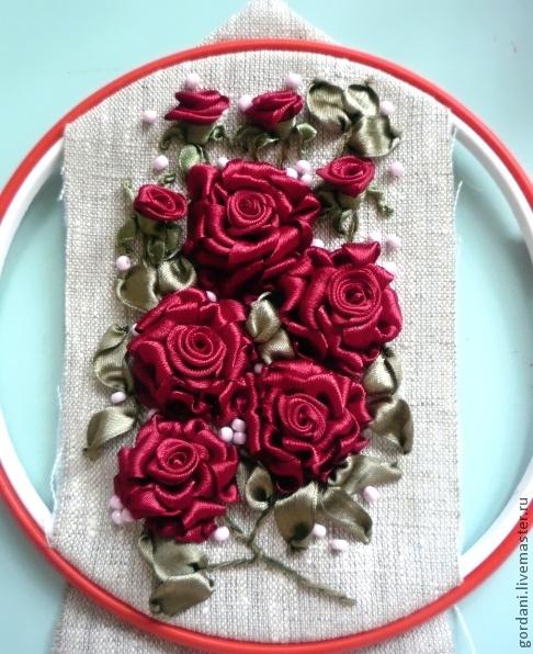 Вышивка лентами на канве «Розовые розы». Набор для творчества