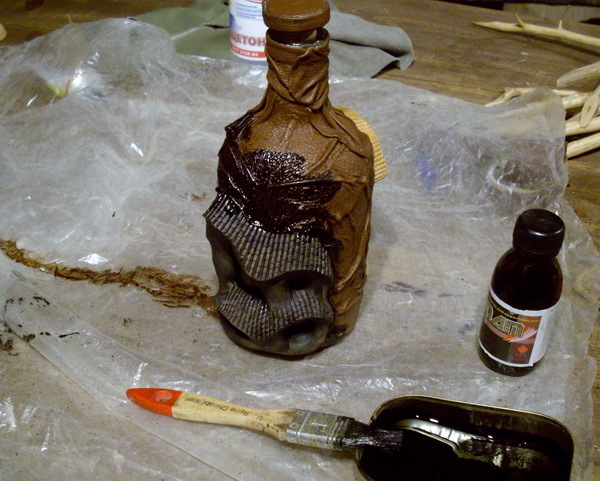Декор бутылки кожей мастер класс - Ярмарка Мастеров - ручная работа, handmade