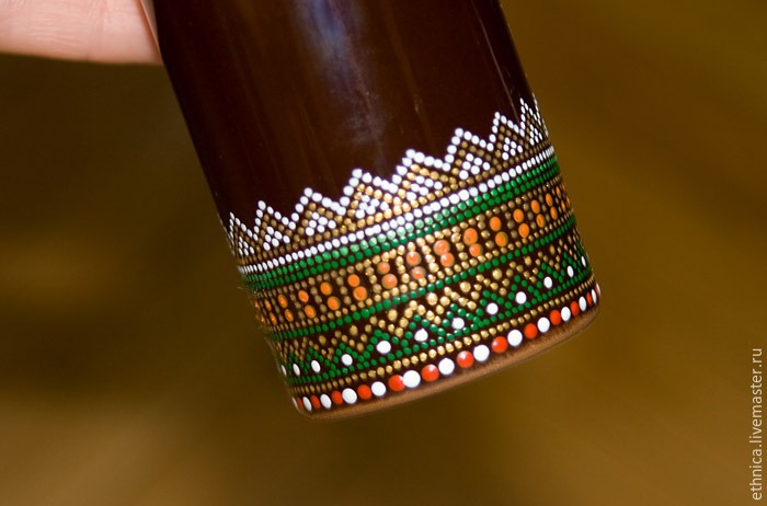 Роспись точками на бутылке в африканском стиле, фото. № 10