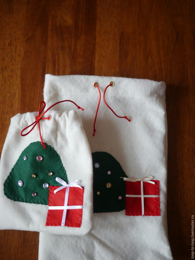 Как сделать новогоднюю упаковку — мешочки из фетра, фото № 11