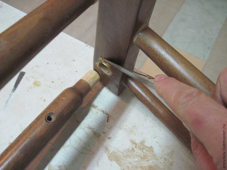 Ремонт стула с круглыми проножками с усилением. Часть 1 подготовительные работы и первое склеивание, фото № 11