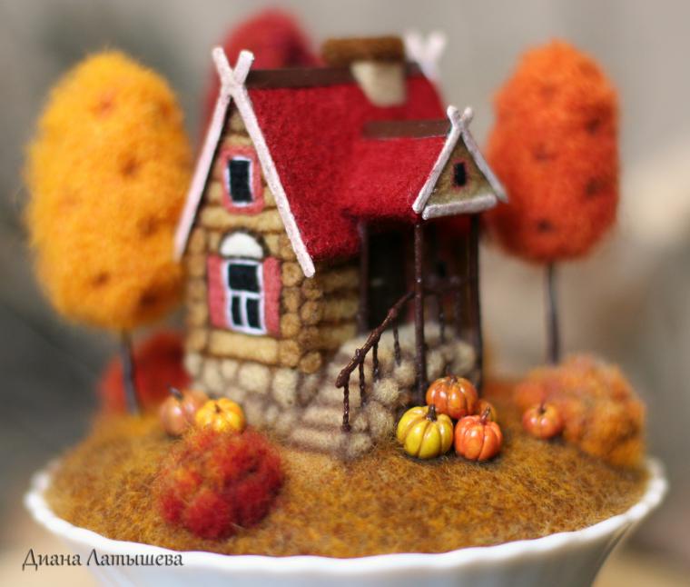 Деревенский домик осенью рисунок - 70 фото