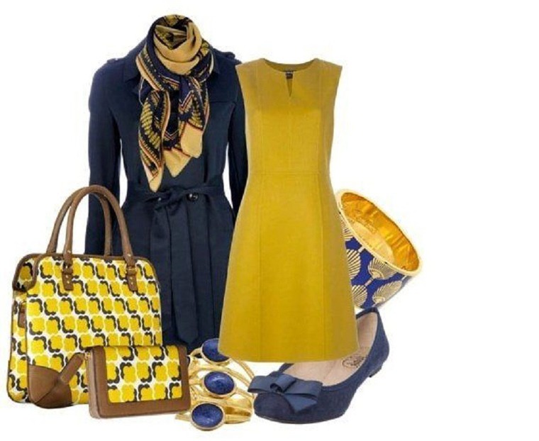 Сочетание желтого с синим в одежде