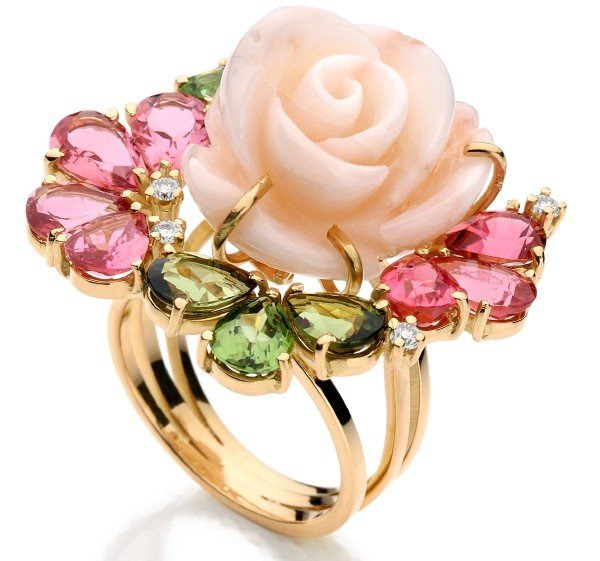 Серьги и кольцо с цветком