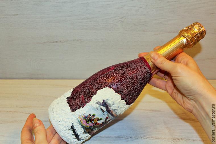 Мастер-класс по декорированию бутылки шампанского в технике декупаж, фото № 14