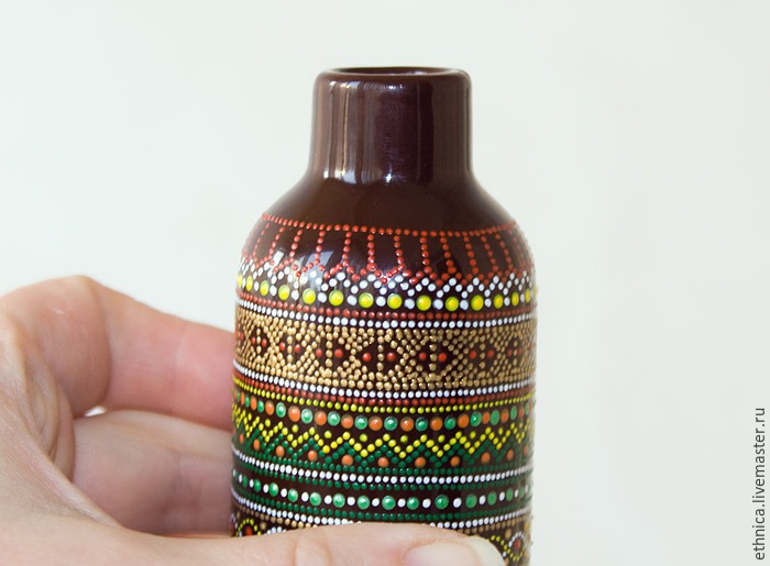 Роспись точками на бутылке в африканском стиле, фото. № 40