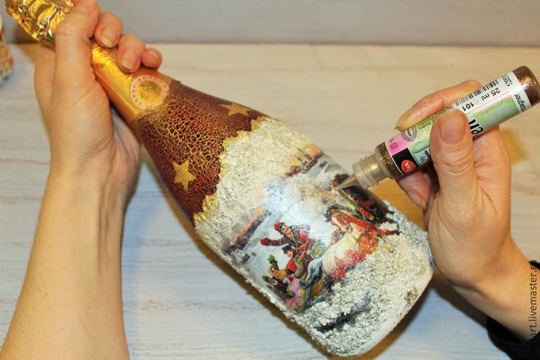 Мастер-класс по декорированию бутылки шампанского в технике декупаж, фото № 19