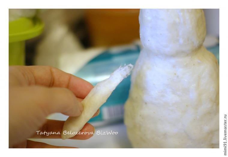 Мастер-класс снеговик в технике ватного папье-маше, фото № 16