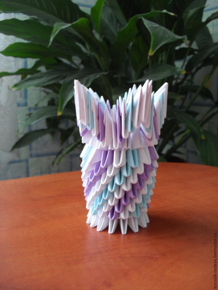 Как изготовить вазу с тюльпанами в технике модульного оригами, фото № 13