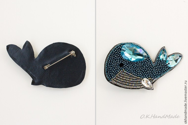 Мастерим брошь «Синий кит» в технике «вышивка бисером», фото № 16 Мастерим брошь «Синий кит» в технике «вышивка бисером», фото № 16