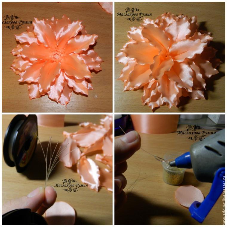 Цветок лилия из атласных лент в технике канзаши. Шаблоны. Мастер-класс с пошаговыми фото