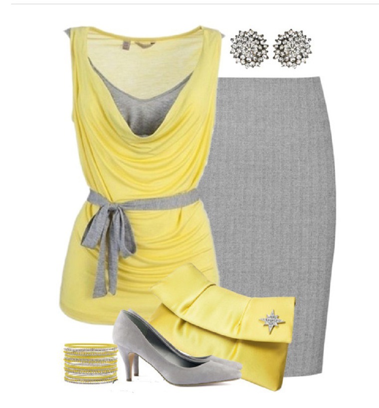 Желтые аксессуары в одежде женщины