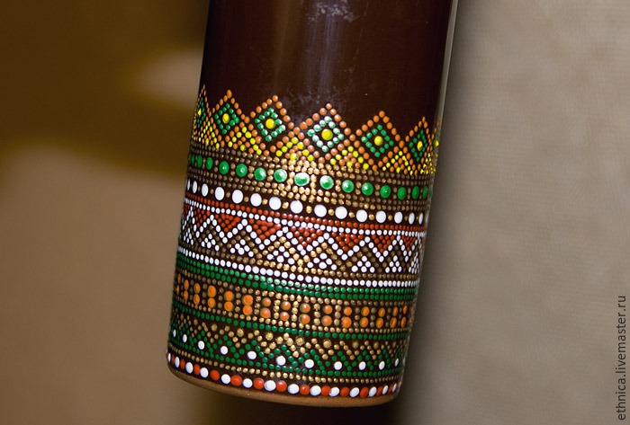 Точечная роспись на бутылке в африканском стиле, фото. #19