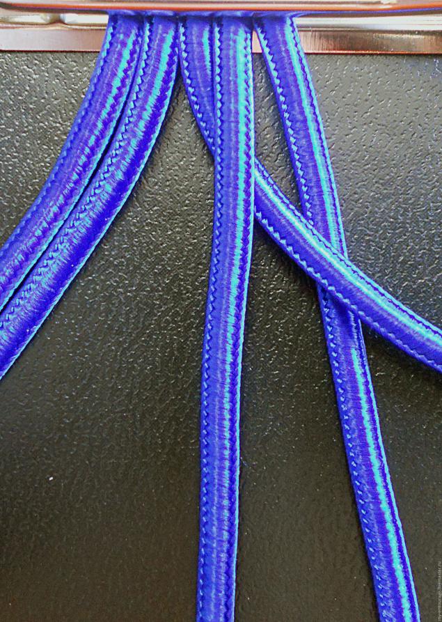 Плетеный пояс или браслет. Схема плетения из пяти шнуров. Часть 1., фото № 3