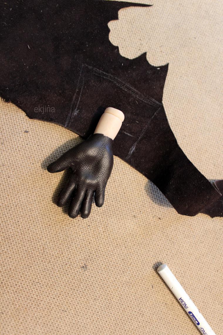 Делаем кожаные перчатки для авторской куклы, фото № 11