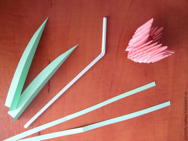 Как изготовить вазу с тюльпанами в технике модульного оригами, фото № 21