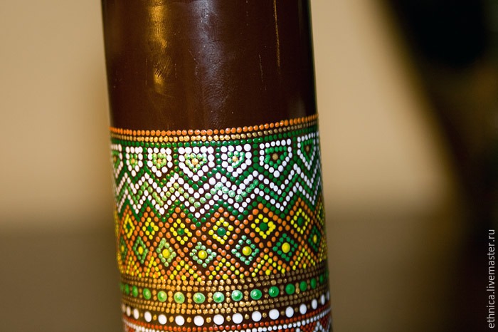Точечная роспись на бутылке в африканском стиле, фото. № 24