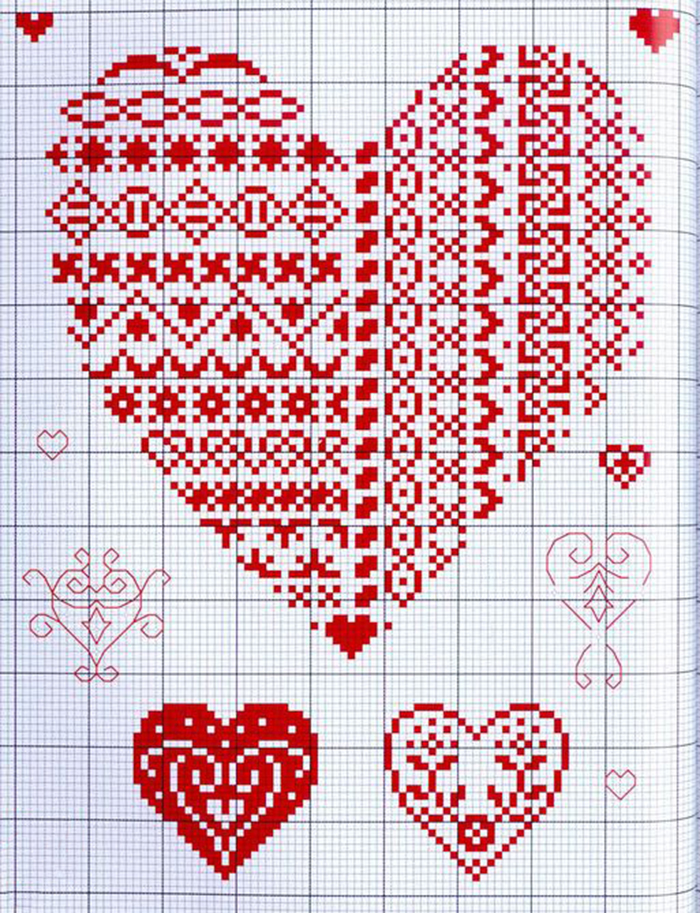Схема вышивки: Сердце из клубики