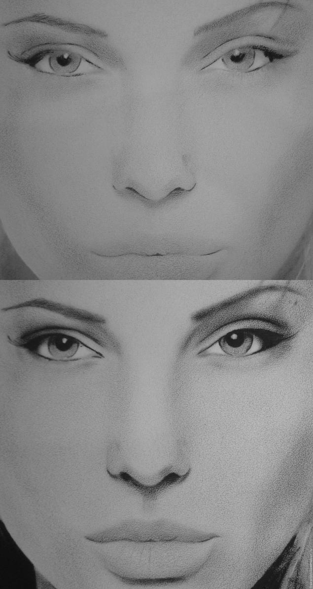 Видео: как нарисовать портрет Анджелины Джоли цветными карандашами