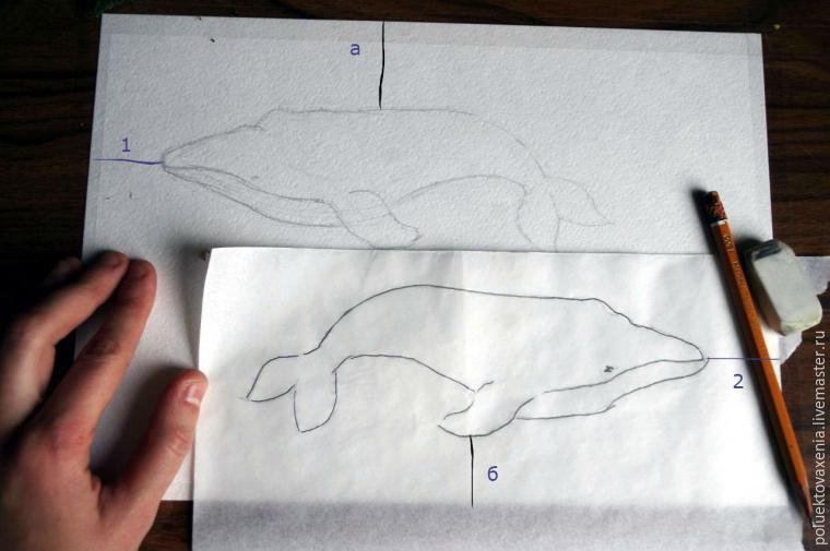 Современная акварель для начинающих учимся рисовать китов, фото № 3