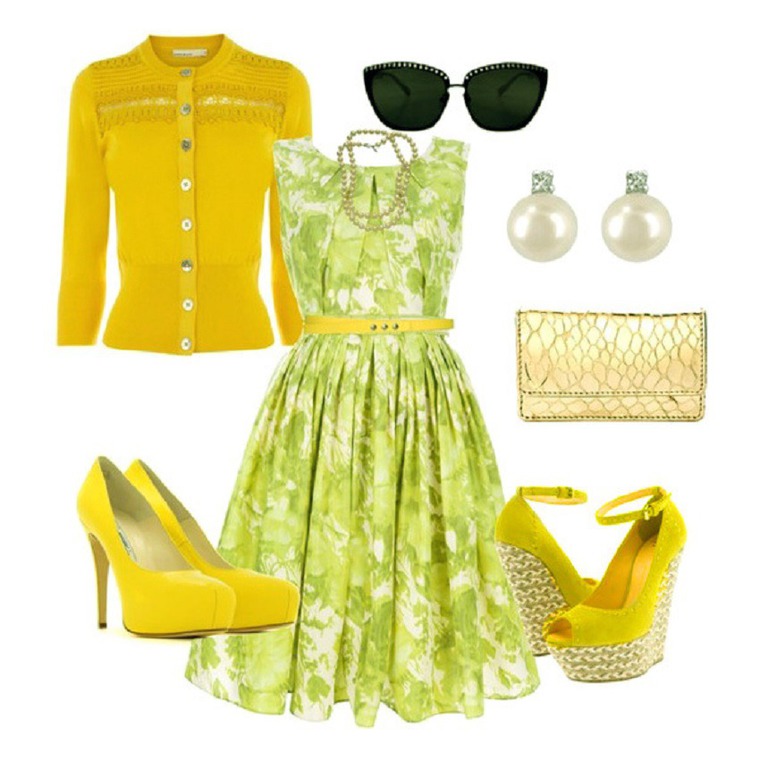 Желтое платье и туфли