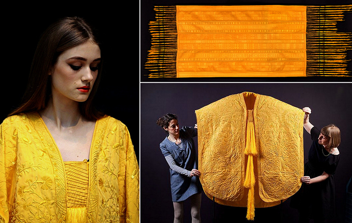 Шелковое платье из «золотой» паутины: арт-проект Simon Peers и Nicholas Godley