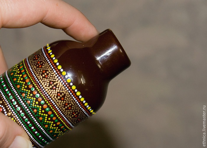 Роспись точками на бутылке в африканском стиле, фото. № 38