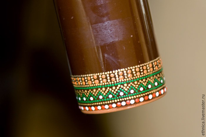 Роспись точками на бутылке в африканском стиле, фото. № 8